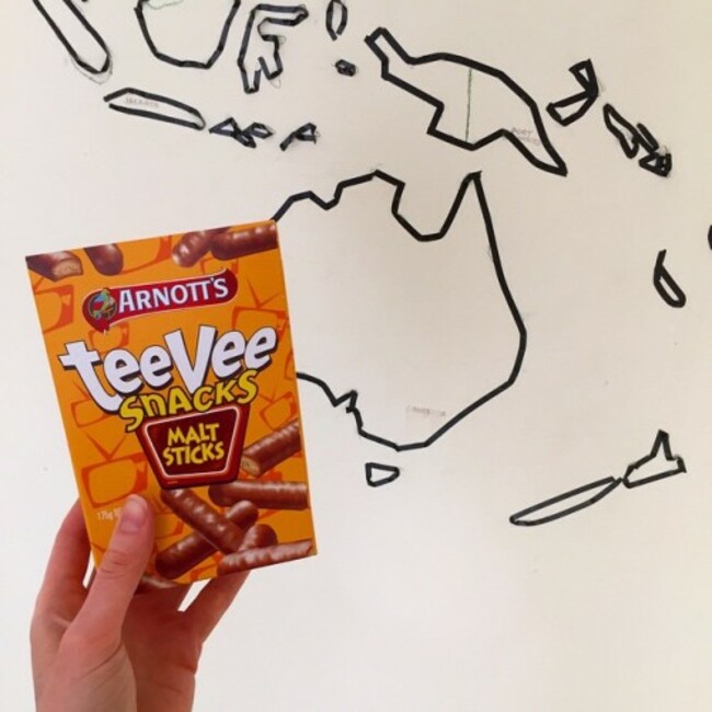 Oh hello there taste of childhood and impressive sticky-tape map of the world on my temporary bedroom wall.