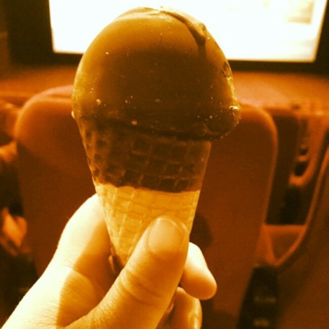 Oh yeah! #choctop #vanilla #movies #village #popcorn #cheap #tuesday #love #big #screen #vmax #theatre