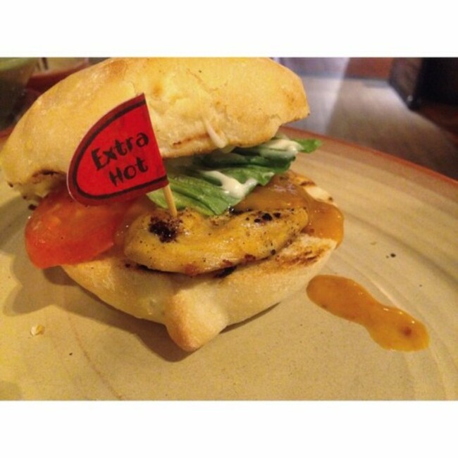 So I tried this #hotChick #burger. With extra #hot #periperi of #Nandos