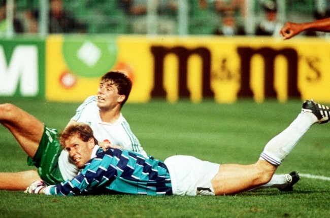 Niall Quinn and Hans Van Breukelen 1990