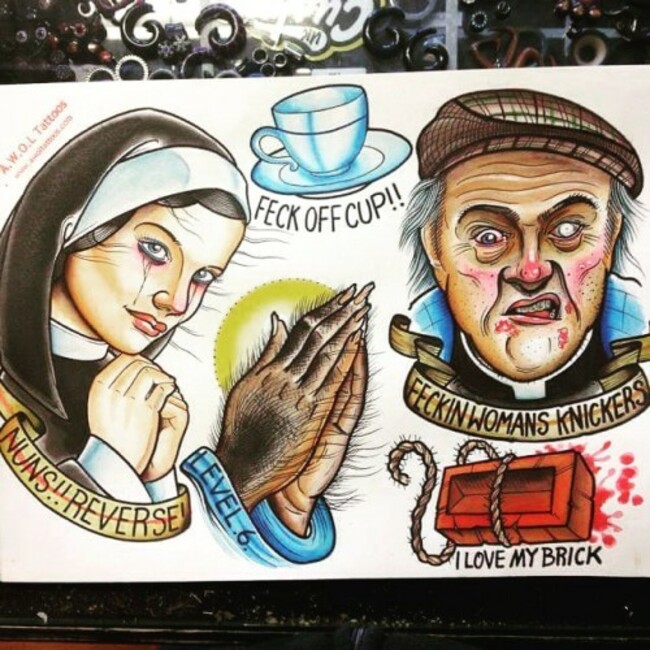 Some of @awoltattooer #FatherTed flash s...