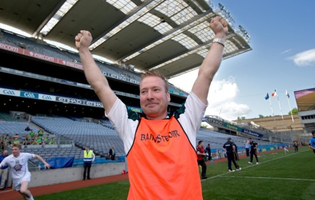 Brian Lawlor celebrates at the final whistle