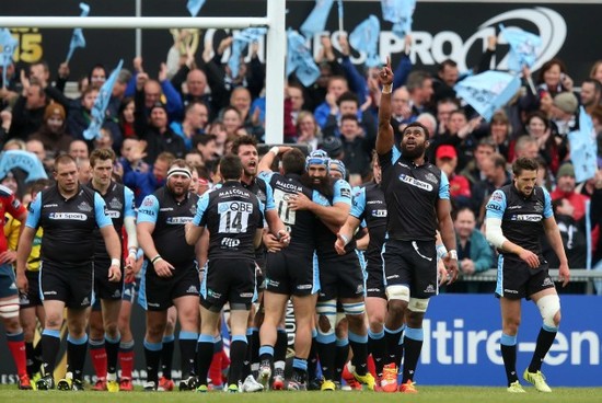 Leone Nakarawa celebrates his side scoring the first try of the game