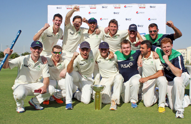 The Ireland team celebrate with the ICC Intercontinental Cup