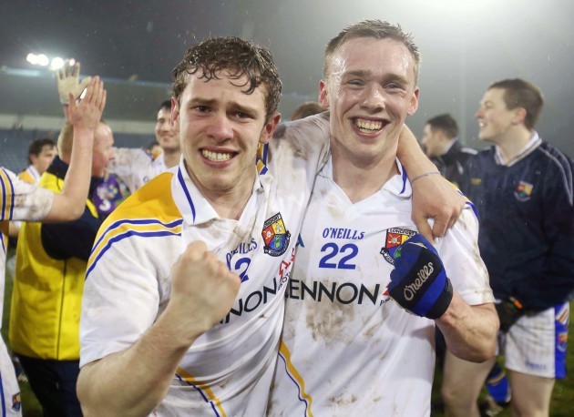 Rory O'Connor and Ciallian Lynn celebrate at the end of the game