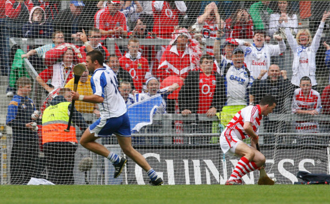 Dan Shanahan celebrates scoring a goal