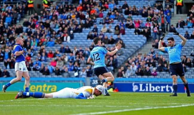 Diarmuid Connolly celebrates scoring the opening goal