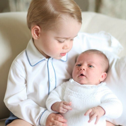 We're delighted to share the first photo of Prince George with his little sister Princess Charlotte. #WelcomeToTheFamily This photograph is the first of four official photographs being released today, taken by The Duchess of Cambridge in mid-May.