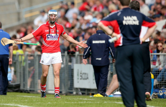 Luke OÕFarrell dejected after being sent off