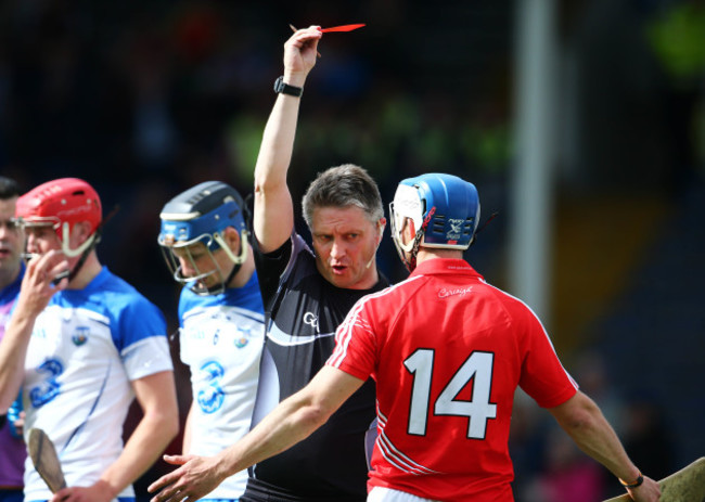 Barry Kelly shows Luke OÕFarrell a red card