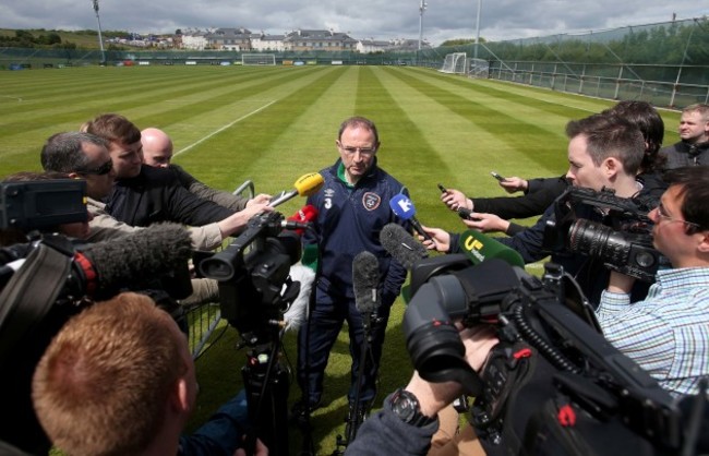 Martin O'Neill speaks to the press after training