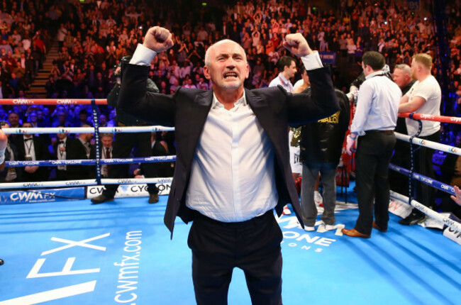 Barry McGuigan celebrates