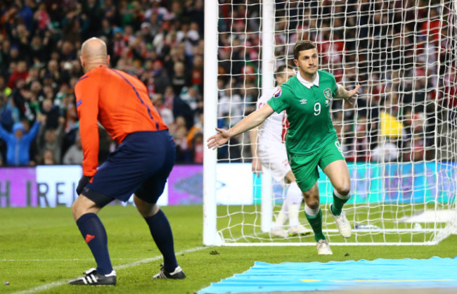 Shane Long celebrates scoring a goal