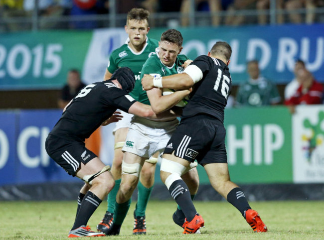 Josh Murphy tackled by James Blackwell and Ricky Riccitelli