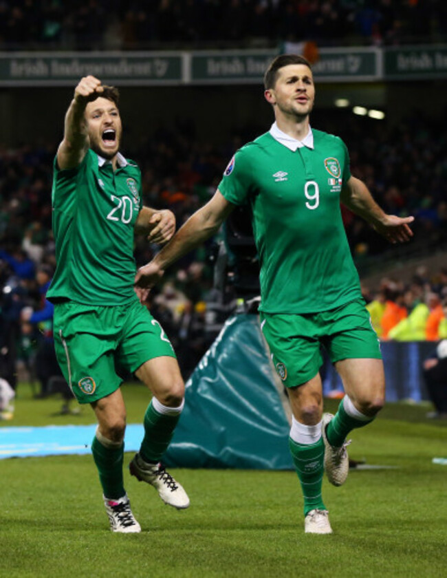 Shane Long celebrates scoring a goal