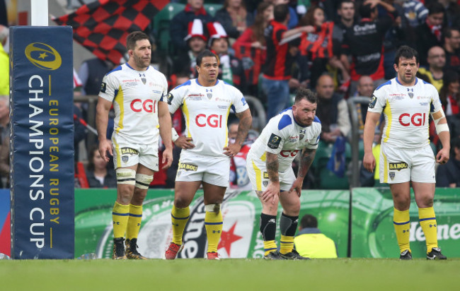 Disappointed Clermont Auvergne players Jamie Cudmore John Ulugia and Thomas Domingo