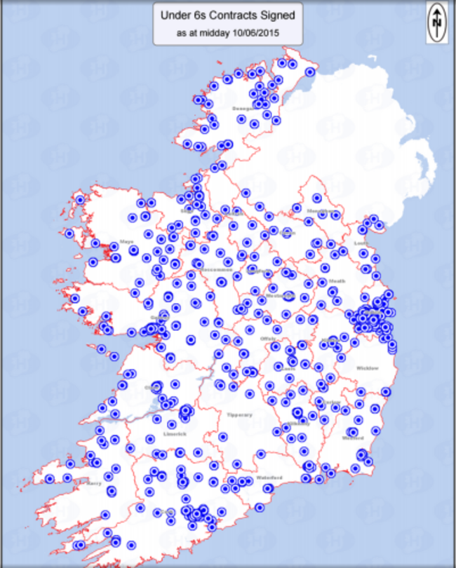 map of those signed up