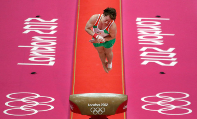 Kieran Behan competes in the vault 28/7/2012