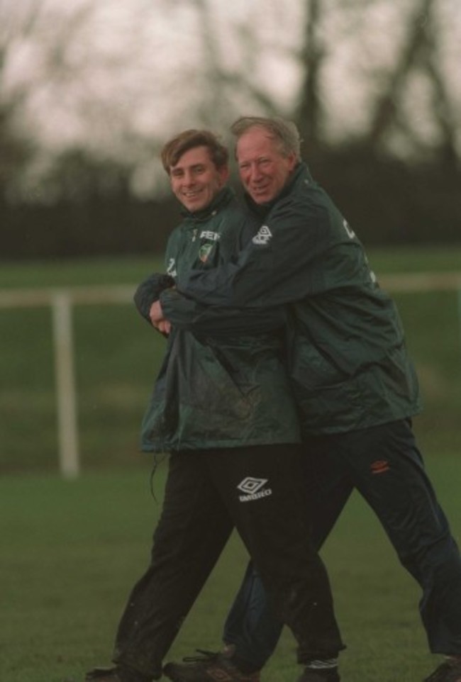 David Kelly & Jack Charlton Republic of Ireland soccer training 1995