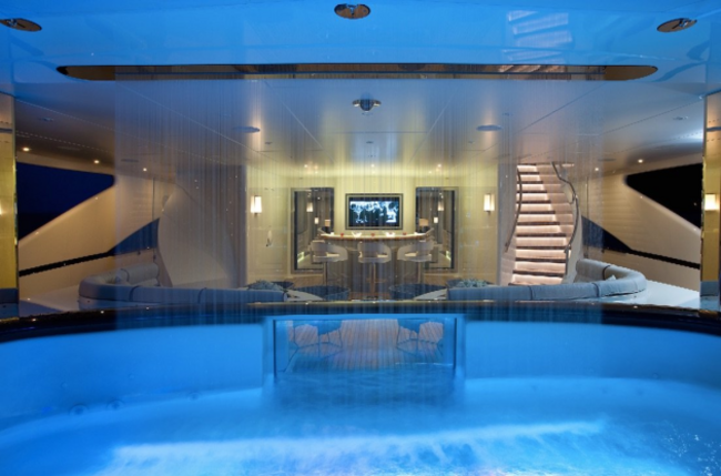yacht waterfall
