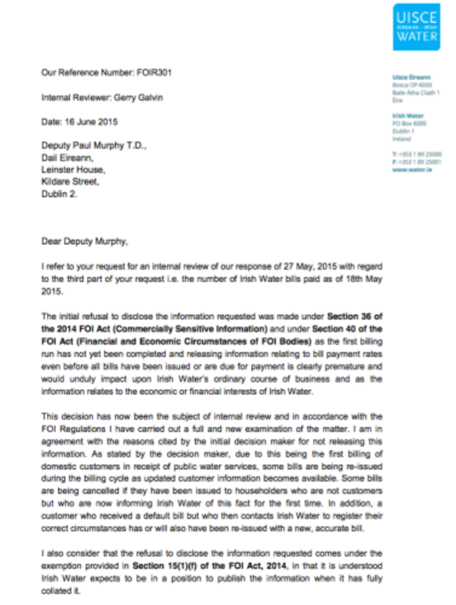 Irish Water FOI appeal 1