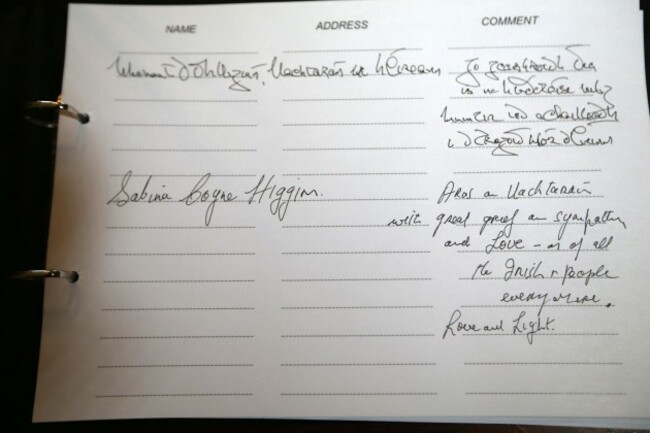 Book Of Condolences. Pictured Lord May