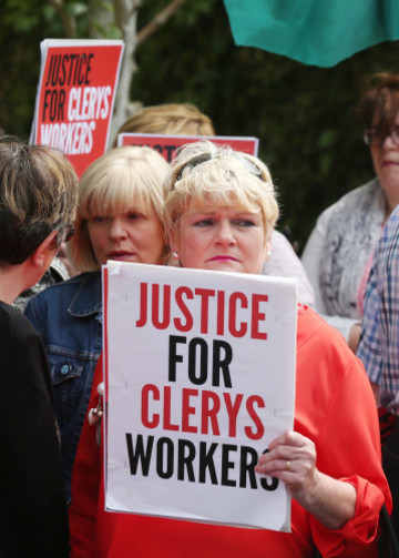 Clerys protest.Clerys workers protest o