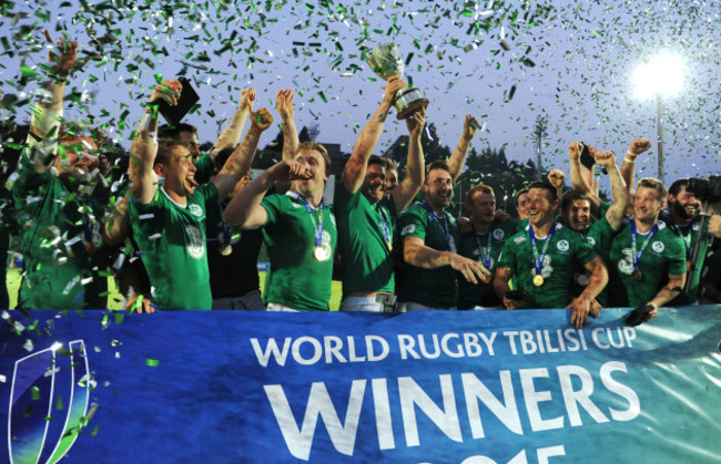 The Emerging Ireland players celebrate with the Tbilisi Cup