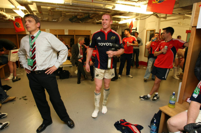 Shaun Payne and Paul O'Connell in the changing room 24/5/2008