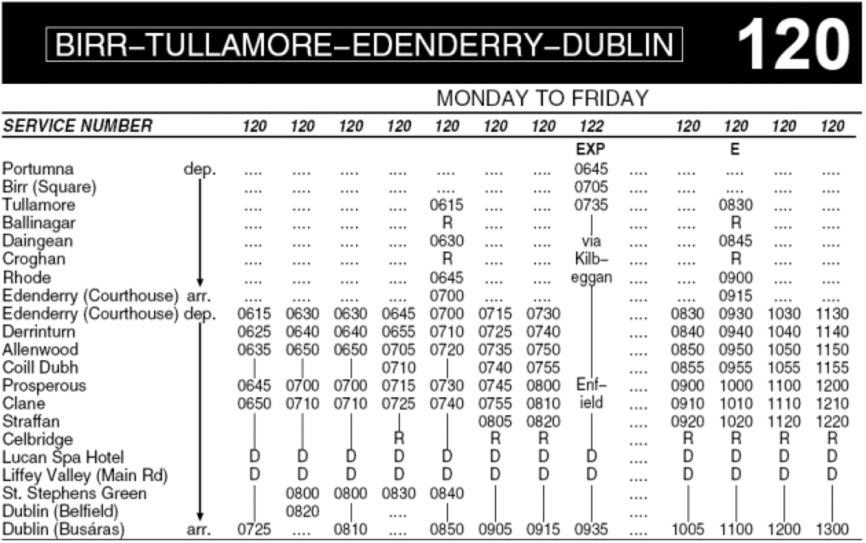 BUSES-BusEireann-Portumna-Birr-Tullamore-Edenderry-Dublin