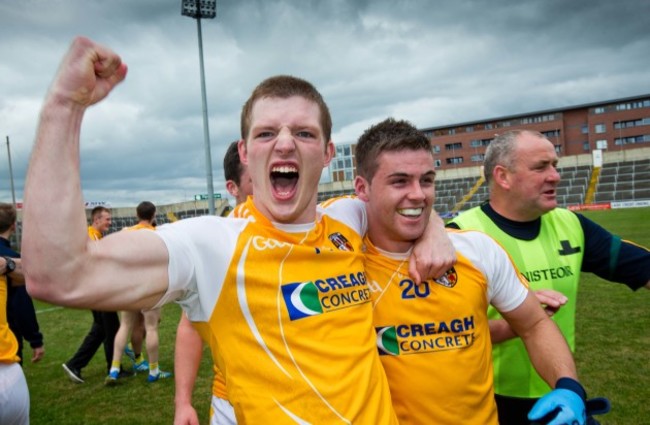 Owen Gallagher and Patrick McBride celebrate winning