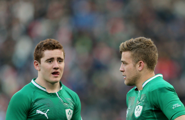 Paddy Jackson and Ian Madigan dejected after the game