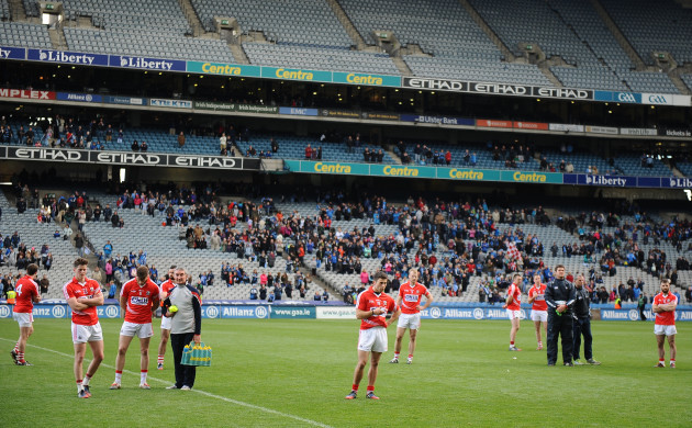 Cork players dejected after the game