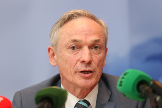 Minister Bruton at the press conferenc