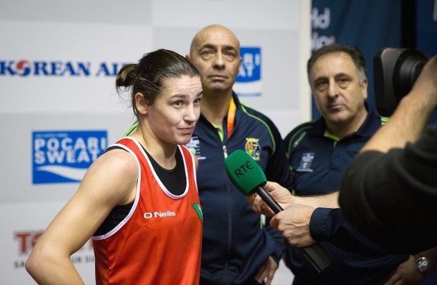 Katie Taylor speaks to RTE after her semi-final win 23/11/14