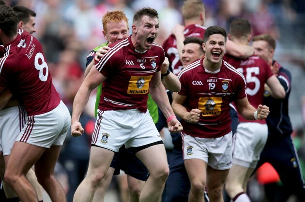 Kieran Martin celebrates at the final whistle