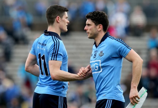 Diarmuid Connolly and Bernard Brogan celebrate