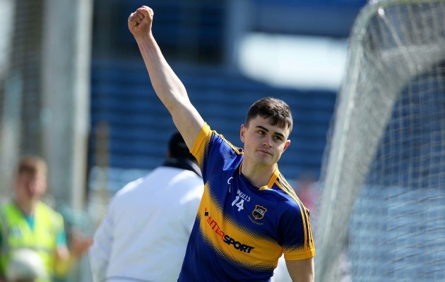 Michael Quinlivan celebrates scoring the first goal of the game