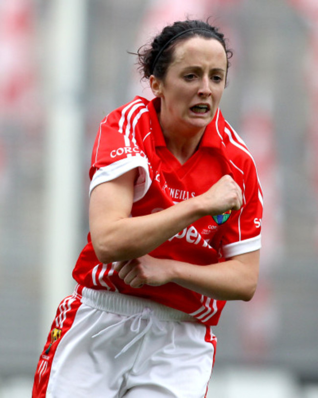 Geraldine O&Otilde;Flynn celebrates after kicking the winning point