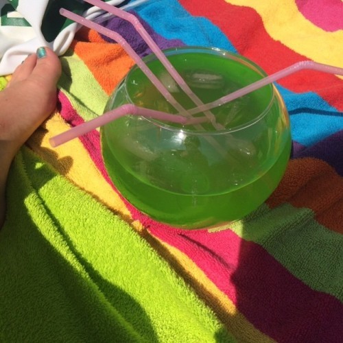 Hangover cures #boatparty #fishbowl whilst Jonnys just dived off the top deck