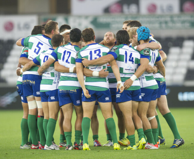 The Treviso team huddle before the game
