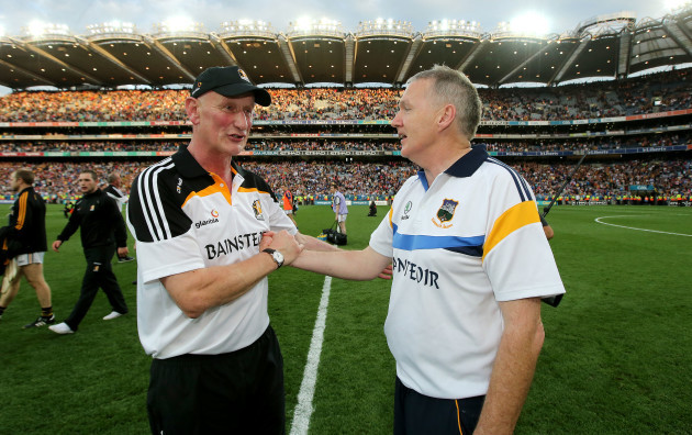 Brian Cody with Eamon O'Shea after the game