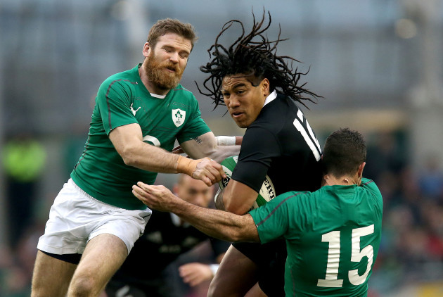 Gordon D'Arcy and Rob Kearney with Ma'a Nonu