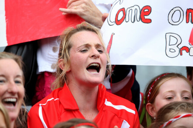 Briege Corkery celebrates with supporters