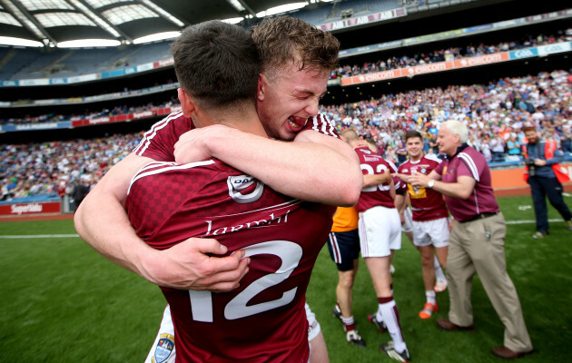 Denis Corroon and Ger Egan celebrate after the game