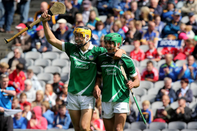 Thomas Grimes and Robbie Hanley celebrate