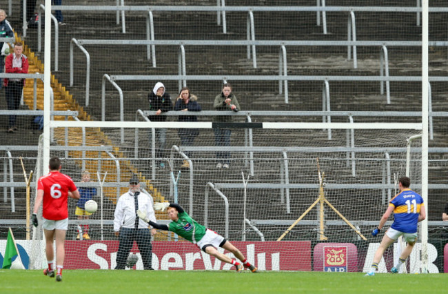 Conor Sweeney scores a goal from a penalty