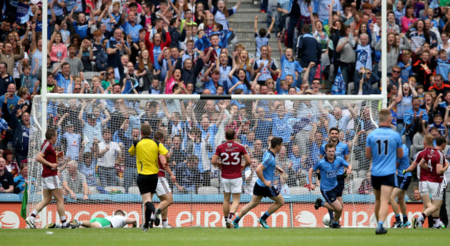 Jack McCaffrey celebrates scoring his side's second goal