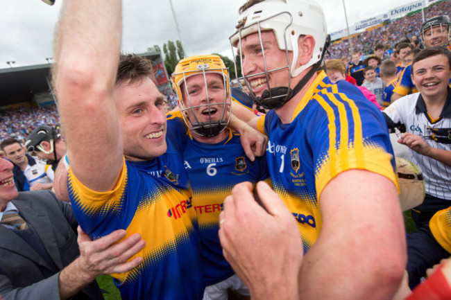 Shane McGrath, Padraic Maher and Brendan Maher celebrate