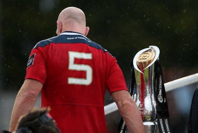 Paul O'Connell makes his way past The Guinness PRO12 Trophy